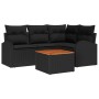 Conjunto de sofá de jardín 5 pcs Negro Poliratán