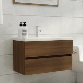 Mueble de lavabo madera de ingeniería roble marrón 80x38,5x45cm