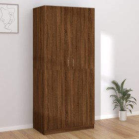 Armario madera contrachapada color roble marrón 90x52x200 cm