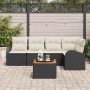 Conjunto de sofá de jardín 6 pcs Negro Poliratán