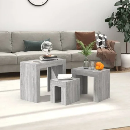 Stackable coffee tables 3 pieces Sonoma gray engineered wood by vidaXL, Coffee table - Ref: Foro24-815985, Price: 74,35 €, Di...