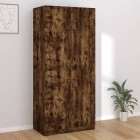Armario madera contrachapada color roble ahumado 90x52x200 cm