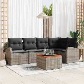 Conjunto de sofá de jardín 6 pcs Gris Poliratán
