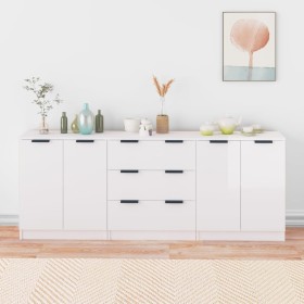 3-Piece Sideboard Glossy White Plywood by vidaXL, Sideboards - Ref: Foro24-3115784, Price: 237,35 €, Discount: %