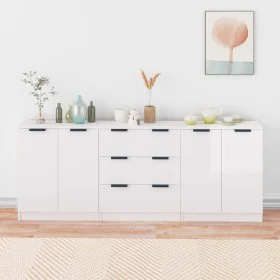 3-teiliges Sideboard aus glänzend weißem Sperrholz von vidaXL, Sideboards - Ref: Foro24-3115784, Preis: 233,08 €, Rabatt: %