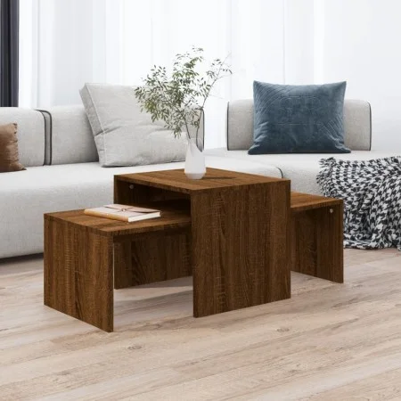 Mitteltisch-Set aus braunem Eichensperrholz, 100 x 48 x 40 cm von vidaXL, Couchtisch - Ref: Foro24-815548, Preis: 56,00 €, Ra...