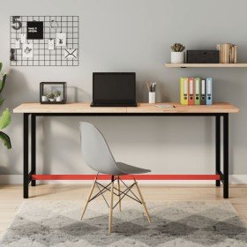 Banco de trabajo madera maciza de haya y metal 180x55x81,5 cm