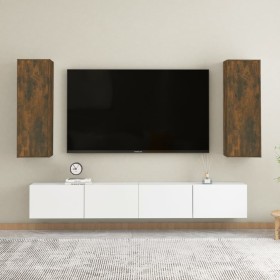 Muebles para TV 2 uds madera roble ahumado 30,5x30x90 cm