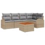 Conjunto de sofá de jardín 6 pcs Beige Poliratán