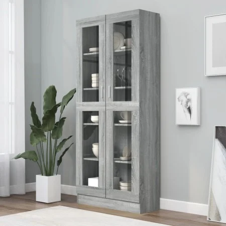 Sonoma gray plywood display case 82.5x30.5x185.5 cm by vidaXL, Bookcases and shelves - Ref: Foro24-815622, Price: 176,82 €, D...