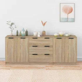 3-teiliges Sideboard aus Sonoma-Eichensperrholz von vidaXL, Sideboards - Ref: Foro24-3115782, Preis: 186,39 €, Rabatt: %