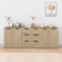 3-teiliges Sideboard aus Sonoma-Eichensperrholz von vidaXL, Sideboards - Ref: Foro24-3115782, Preis: 191,64 €, Rabatt: %