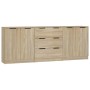 3-teiliges Sideboard aus Sonoma-Eichensperrholz von vidaXL, Sideboards - Ref: Foro24-3115782, Preis: 191,64 €, Rabatt: %
