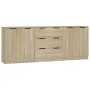Aparador de 3 piezas madera contrachapada color roble Sonoma de vidaXL, Aparadores - Ref: Foro24-3115782, Precio: 185,89 €, D...
