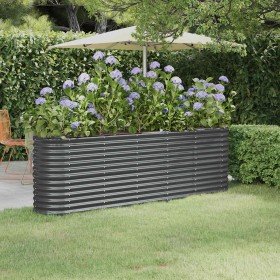 Jardinera arriate acero galvanizado antracita 224x40x68 cm
