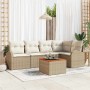Conjunto de sofá de jardín 6 pcs Beige Poliratán