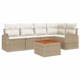 Conjunto de sofá de jardín 6 pcs Beige Poliratán