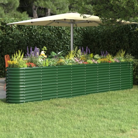 Jardinera arriate acero recubrimiento polvo verde 332x40x68 cm