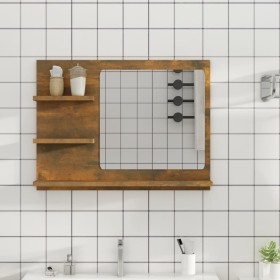 Espejo de baño madera contrachapada roble ahumado 60x10,5x45 cm