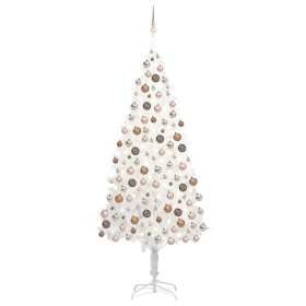 Árbol de Navidad preiluminado con luces y bolas blanco 240 cm