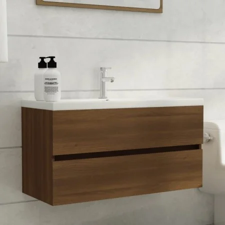 Mueble de lavabo madera de ingeniería roble marrón 90x38,5x45cm de vidaXL, Muebles de baño - Ref: Foro24-815656, Precio: 66,0...