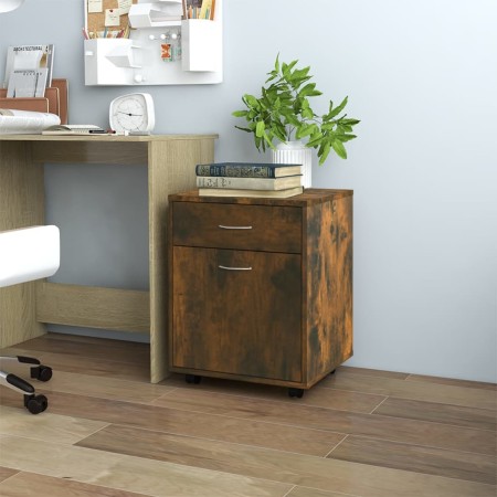 Armario ruedas madera contrachapada roble ahumado 45x38x54 cm de vidaXL, Taquillas y armarios de almacenamiento - Ref: Foro24...
