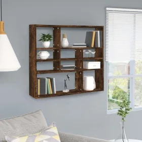 Smoked oak plywood wall shelf 90x16x78 cm by vidaXL, Shelves and shelves - Ref: Foro24-815558, Price: 50,26 €, Discount: %