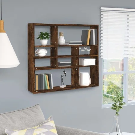 Smoked oak plywood wall shelf 90x16x78 cm by vidaXL, Shelves and shelves - Ref: Foro24-815558, Price: 50,48 €, Discount: %