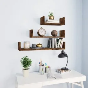 Wall shelves 3 units smoked oak plywood by vidaXL, Shelves and shelves - Ref: Foro24-815261, Price: 22,60 €, Discount: %