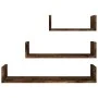 Wall shelves 3 units smoked oak plywood by vidaXL, Shelves and shelves - Ref: Foro24-815261, Price: 23,10 €, Discount: %