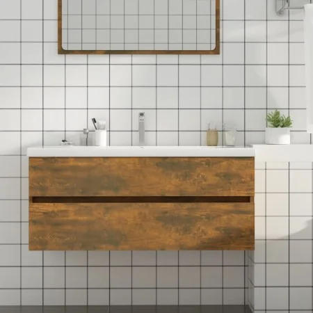 Mueble lavabo madera contrachapada roble ahumado 100x38,5x45 cm de vidaXL, Muebles de baño - Ref: Foro24-815657, Precio: 56,4...