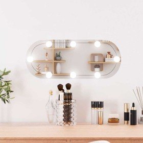 Espejo de pared ovalado con luces LED vidrio 20x50 cm