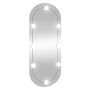 Espejo de pared ovalado con luces LED vidrio 30x70 cm