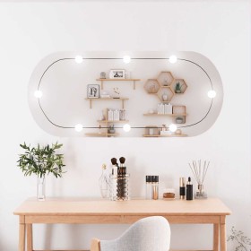 Espejo de pared ovalado con luces LED vidrio 45x100 cm