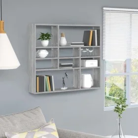 Sonoma gray engineered wood wall shelf 90x16x78 cm by vidaXL, Shelves and shelves - Ref: Foro24-815559, Price: 46,66 €, Disco...