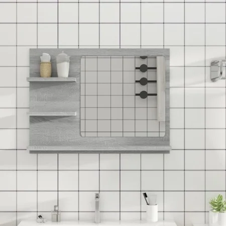 Espejo de baño madera contrachapada gris Sonoma 60x10,5x45 cm de vidaXL, Tocadores de baño - Ref: Foro24-815661, Precio: 42,2...