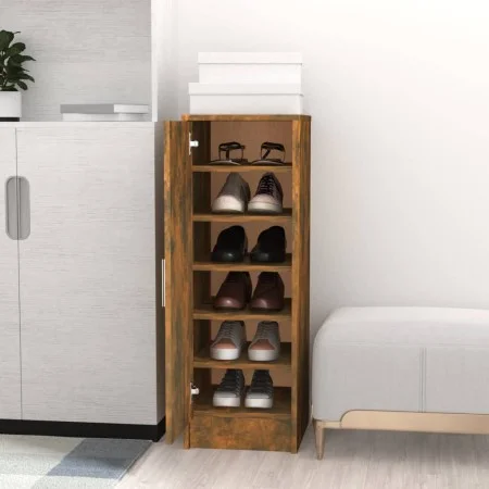 Mueble zapatero madera contrachapada roble ahumado 32x35x92 cm de vidaXL, Zapateros y organizadores de calzado - Ref: Foro24-...