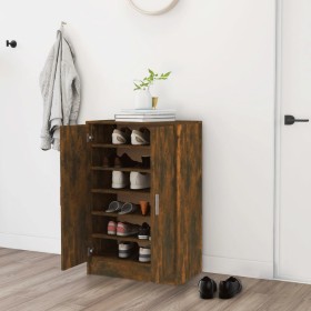 Mueble zapatero madera contrachapada roble ahumado 60x35x92 cm
