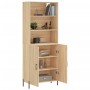 Aparador alto madera contrachapada color roble 69,5x34x180 cm