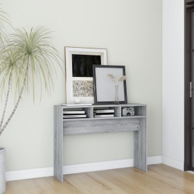 Sonoma gray plywood console table 105x30x80 cm by vidaXL, Side tables - Ref: Foro24-815940, Price: 48,87 €, Discount: %
