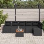 Conjunto de sofá de jardín 7 pcs Negro Poliratán