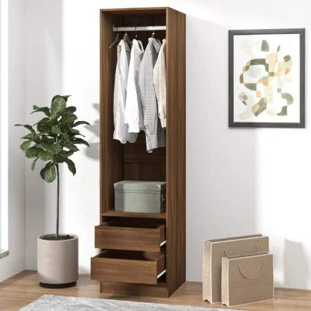 Kleiderschrank aus braunem Eichenholz mit Schubladen 50x50x200 cm von vidaXL, Kleiderschränke - Ref: Foro24-815350, Preis: 16...