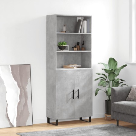 Aparador alto madera contrachapada gris hormigón 69,5x34x180 cm