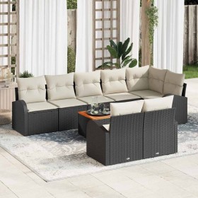 Conjunto de sofá de jardín 9 pcs Negro Poliratán