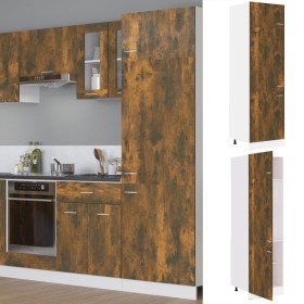 Armario para frigorífico madera roble ahumado 60x57x207 cm
