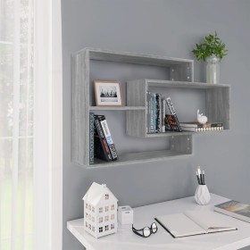 Sonoma gray engineered wood wall shelf 104x20x58.5 cm by vidaXL, Shelves and shelves - Ref: Foro24-815289, Price: 40,99 €, Di...