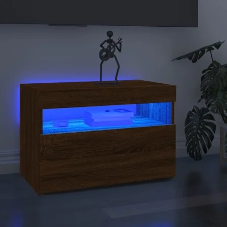 TV-Schrank mit LED-Leuchten, Farbe Eiche geräuchert, 60 x 35 x 40 cm von vidaXL, TV-Möbel - Ref: Foro24-815682, Preis: 43,78 ...