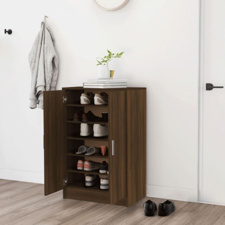 Mueble zapatero madera contrachapada roble marrón 60x35x92 cm