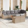 Conjunto de sofá de jardín 9 pcs Beige Poliratán