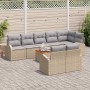 Conjunto de sofá de jardín 9 pcs Beige Poliratán